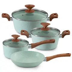 ILKO - Batería De Cocina Ceramica 7 Piezas Granito Menta