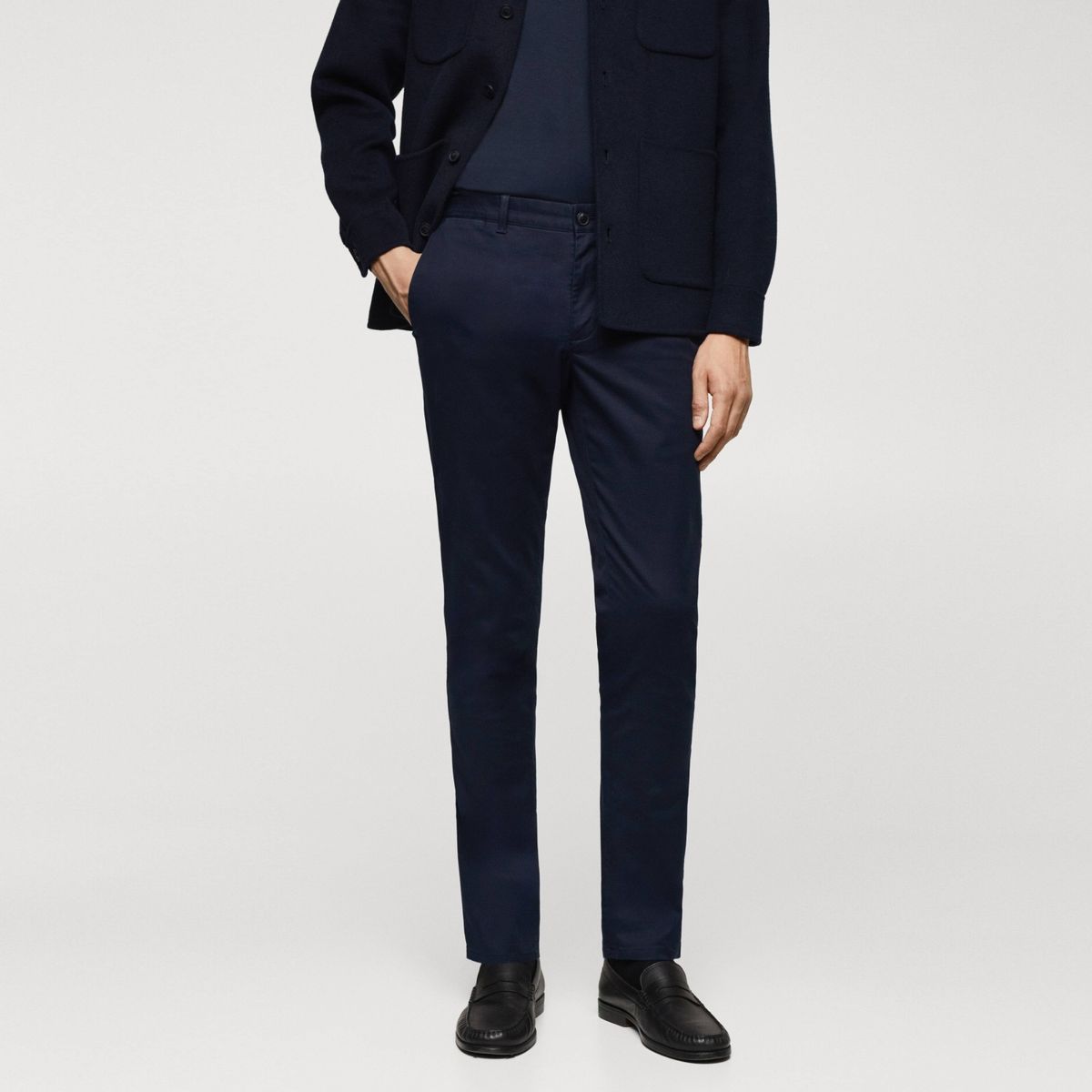 MANGO MAN - Pantalón Chino Slim Fit Sarga Hombre Mango Man