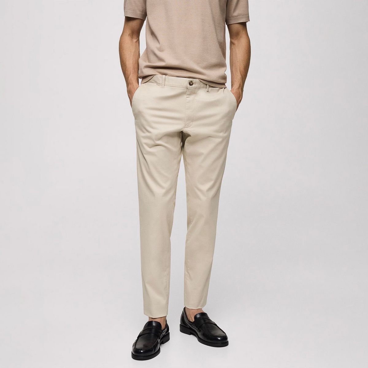 MANGO MAN - Pantalón Chino Slim Fit Sarga Hombre Mango Man