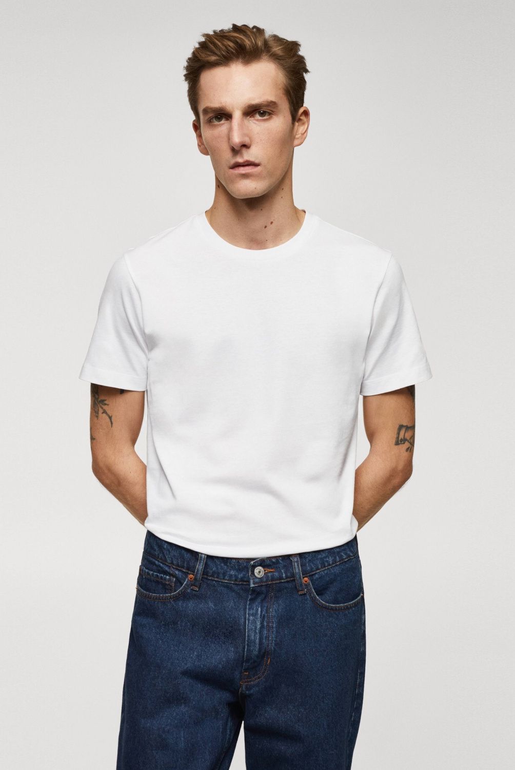 MANGO MAN - Polera Básica Algodón Strech Hombre Mango Man