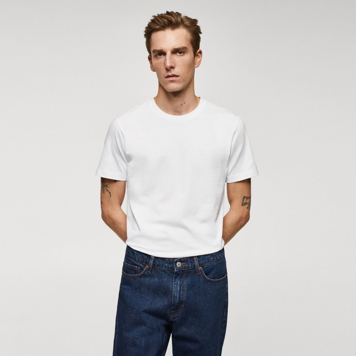 MANGO MAN - Polera Básica Algodón Strech Hombre Mango Man