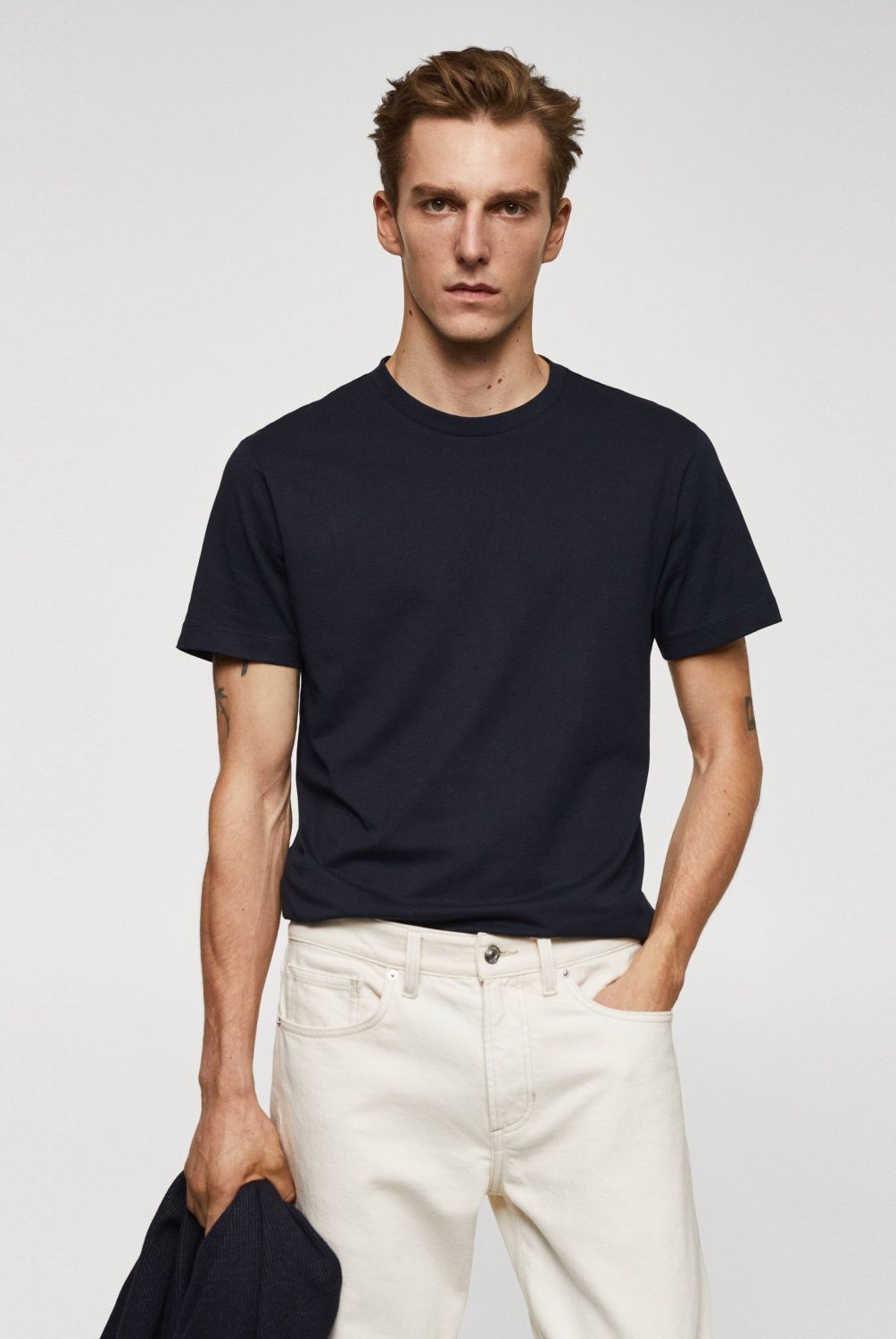 MANGO MAN - Polera Básica Algodón Strech Hombre Mango Man