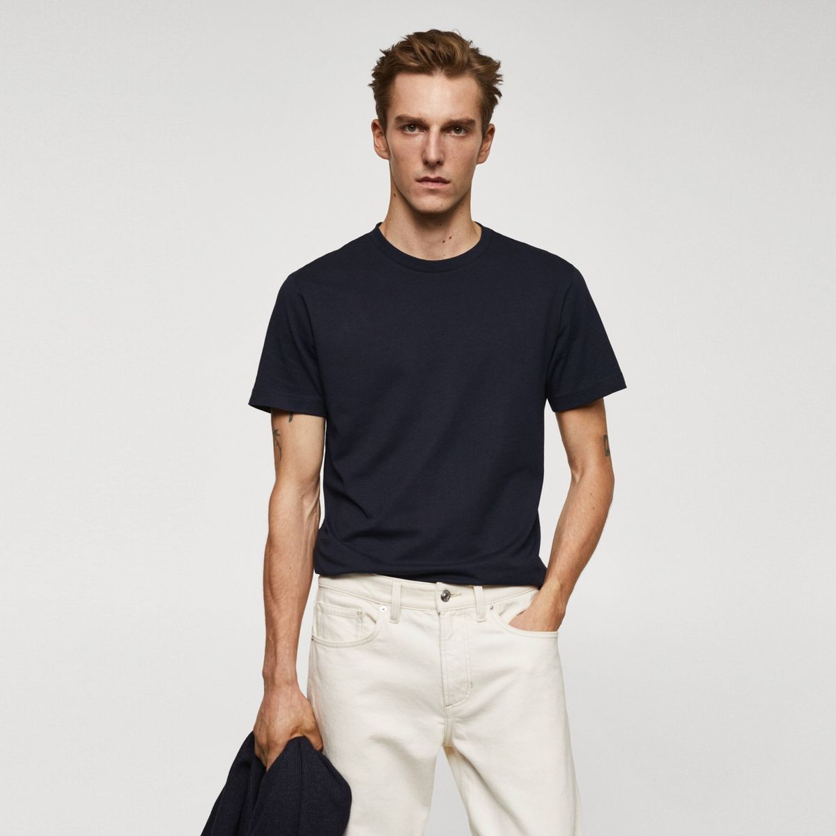 MANGO MAN - Polera Básica Algodón Strech Hombre Mango Man