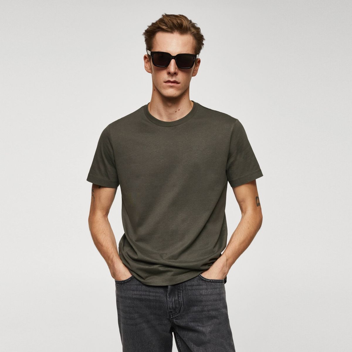 MANGO MAN - Polera Básica Algodón Strech Hombre Mango Man