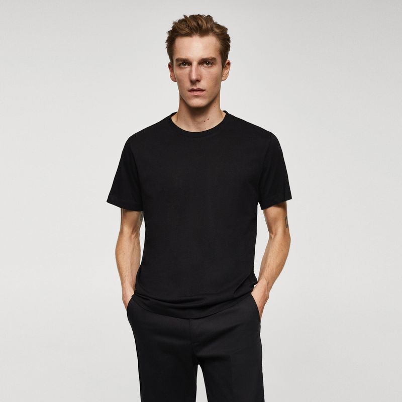 MANGO MAN - Polera Básica Algodón Strech Hombre Mango Man