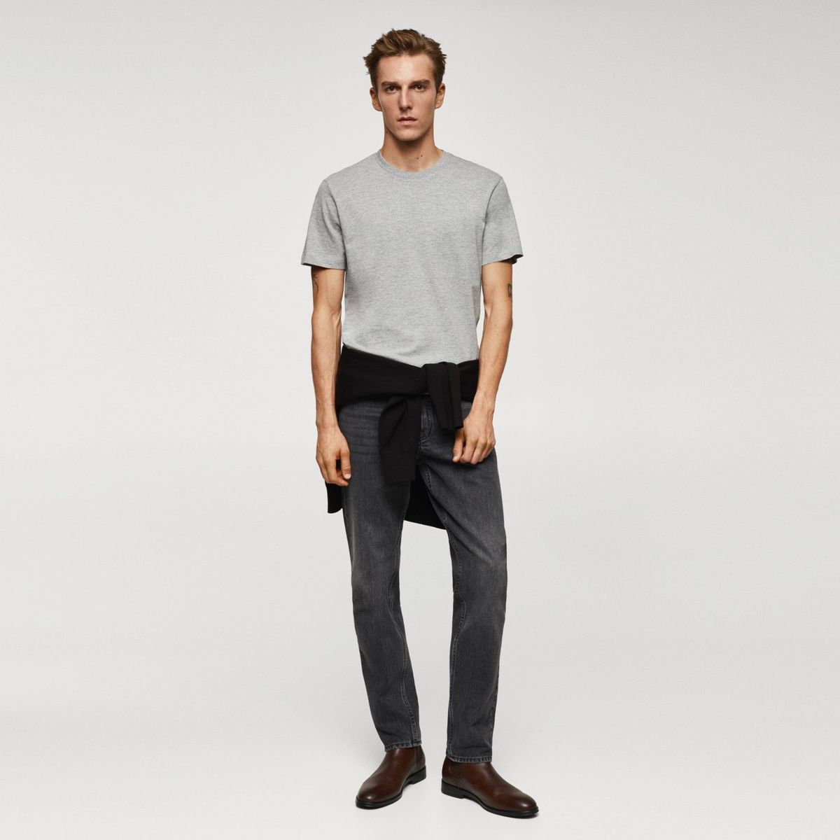 MANGO MAN - Polera Básica Algodón Strech Hombre Mango Man