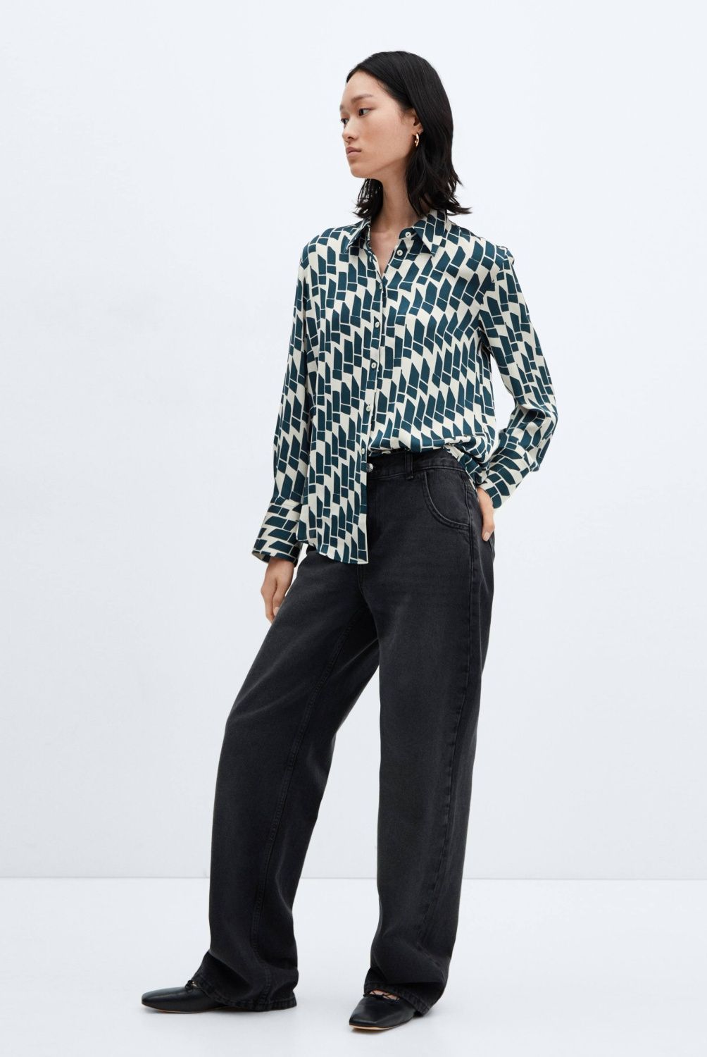 MANGO - Blusa Fluida Satinada Mujer Mango