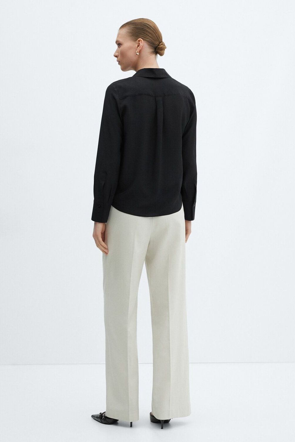 MANGO - Blusa Fluida Botones Mujer Mango