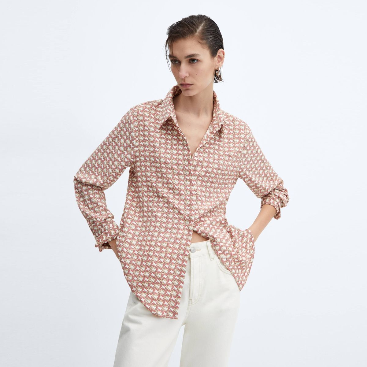 MANGO - Blusa Fluida Botones Mujer Mango