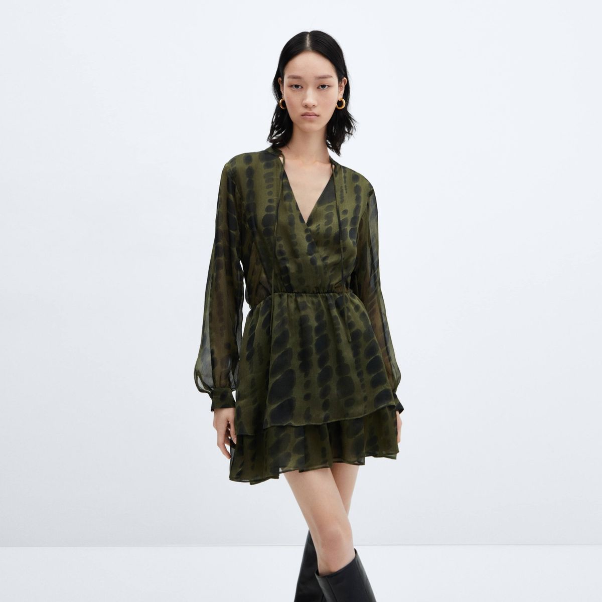 MANGO - Vestido Satinado Estampado  Mujer Mango