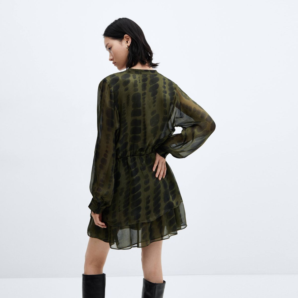 MANGO - Vestido Satinado Estampado  Mujer Mango