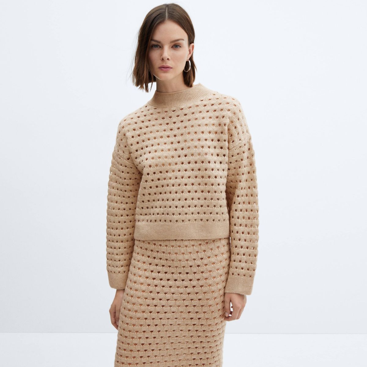 MANGO - Sweater Punto Detalles Calados Mujer Mango