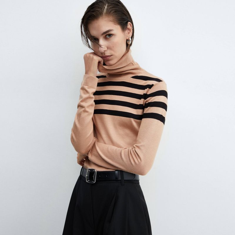 MANGO - Sweater Punto Fino Cuello Vuelto Mujer Mango