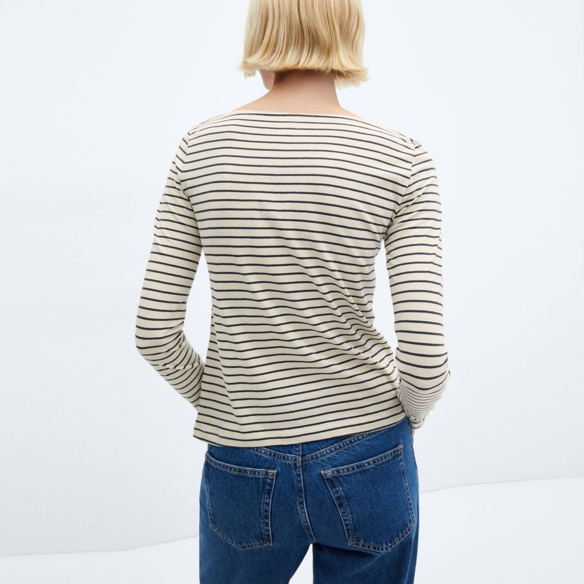 MANGO - Polera Cuello Barco Algodón Mujer Mango