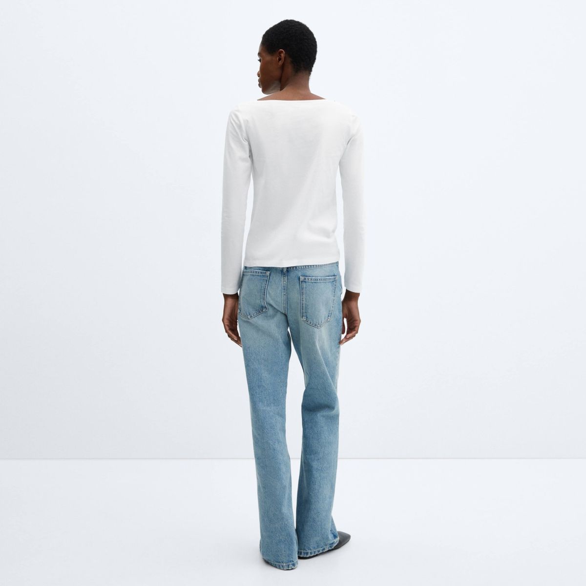 MANGO - Polera Cuello Barco Algodón Mujer Mango