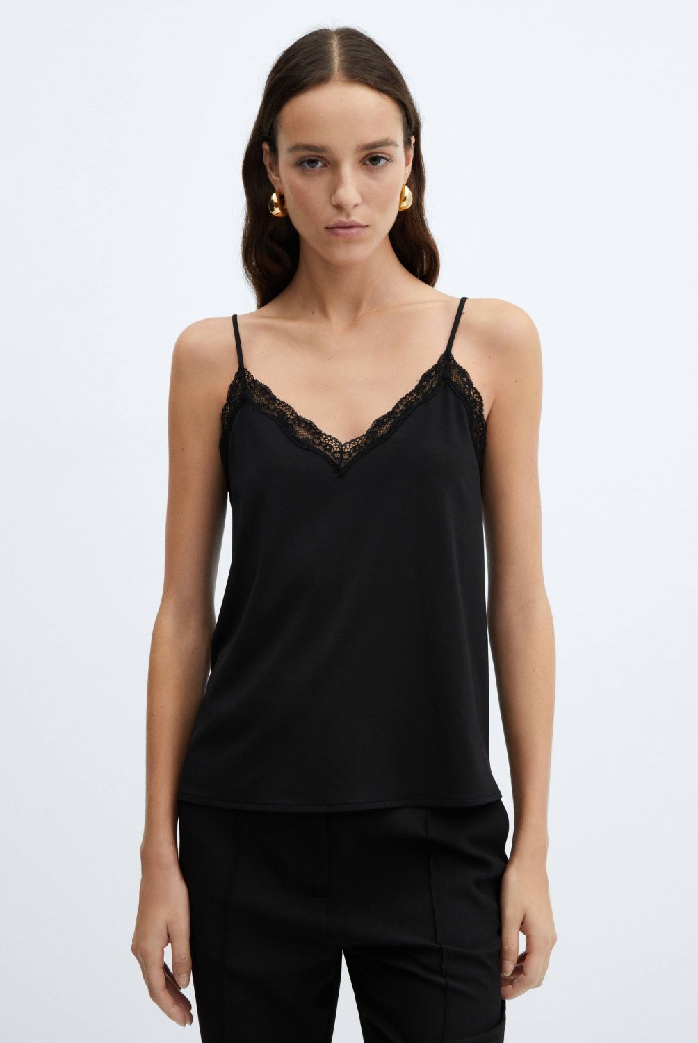 MANGO - Polera Lencero Encaje Mujer Mango