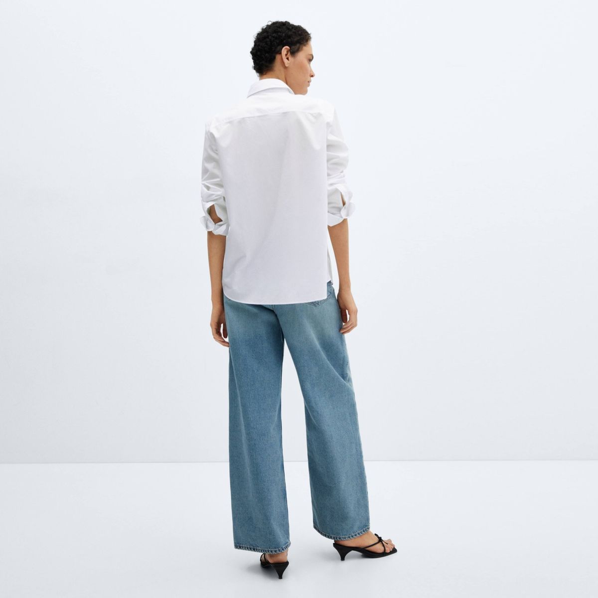 MANGO - Blusa Oversize Mezcla Algodón Lyocell Mujer Mango