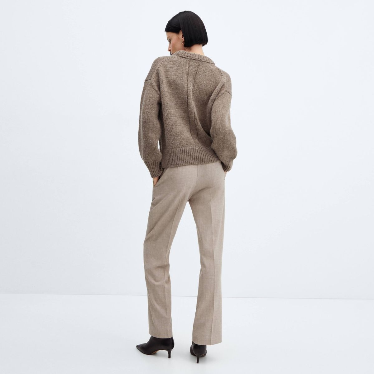 MANGO - Pantalón Jaspeado Recto Mujer Mango