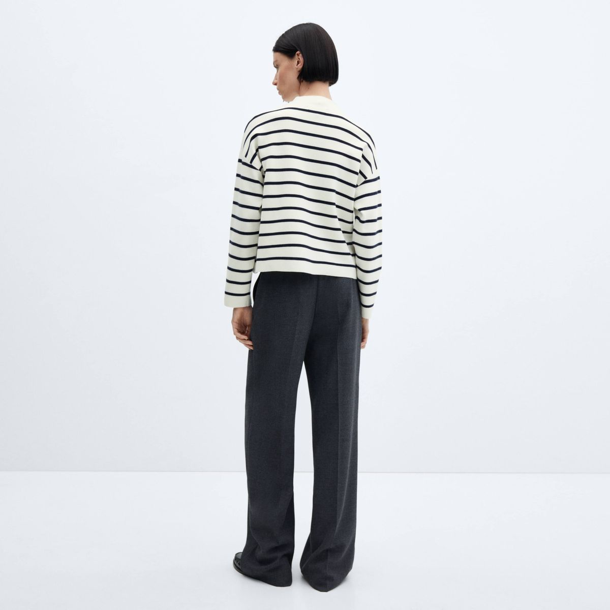 MANGO - Sweater Rayas Cuello Perkins Mujer Mango