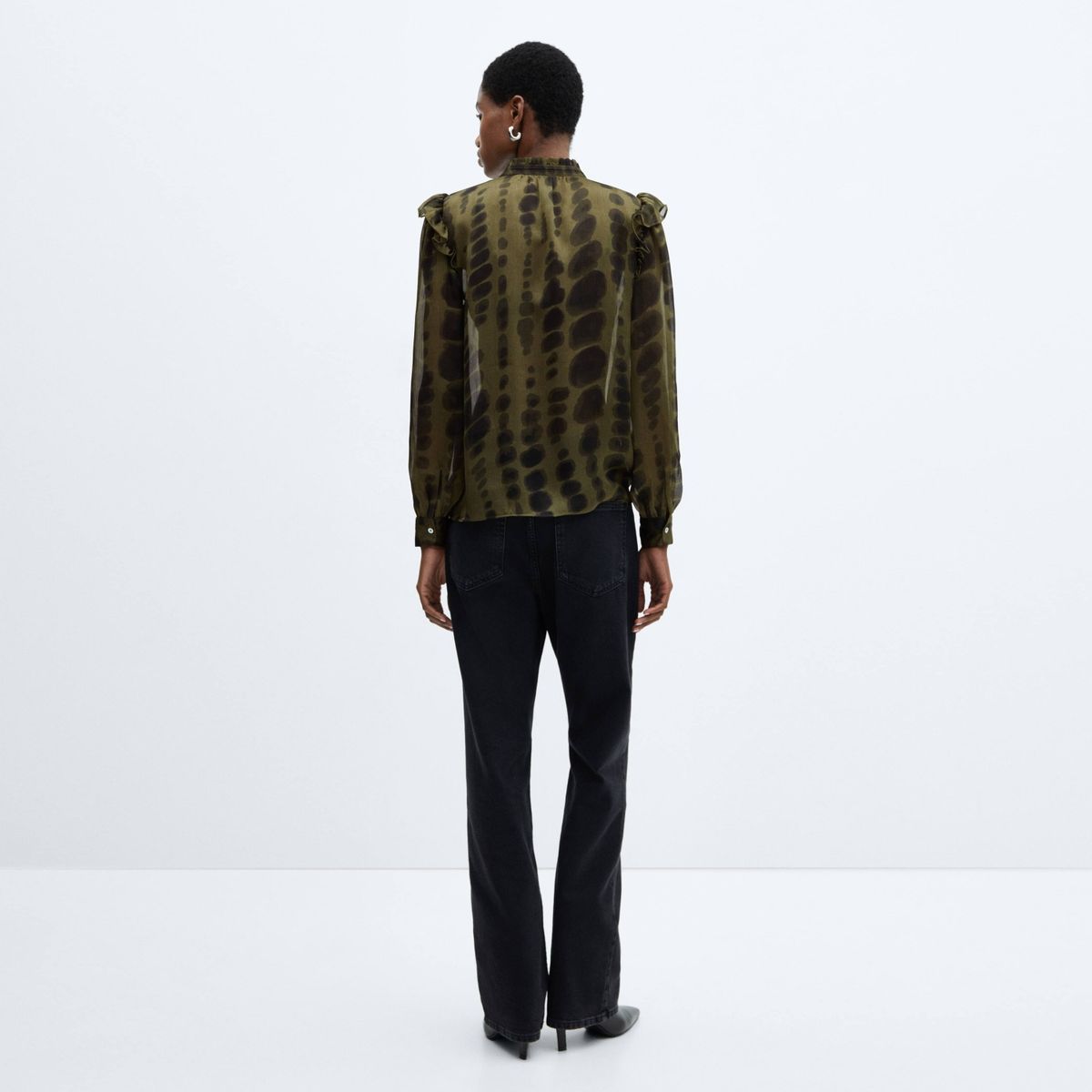 MANGO - Blusa Satinada Estampada Mujer Mango