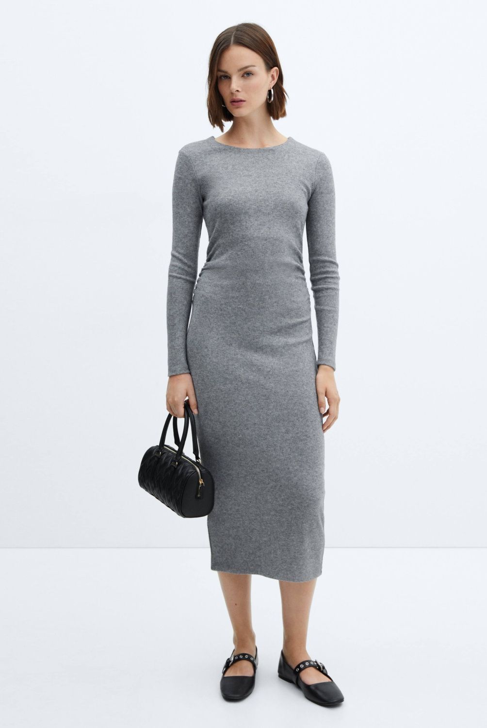 MANGO - Vestido Detalles Fruncidos Mujer Mango