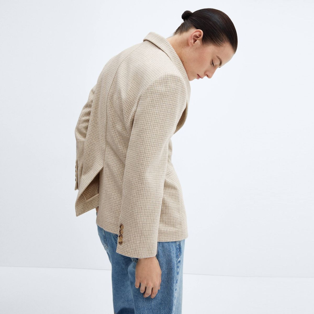 MANGO - Blazer Lana Pata De Gallo Mujer Mango