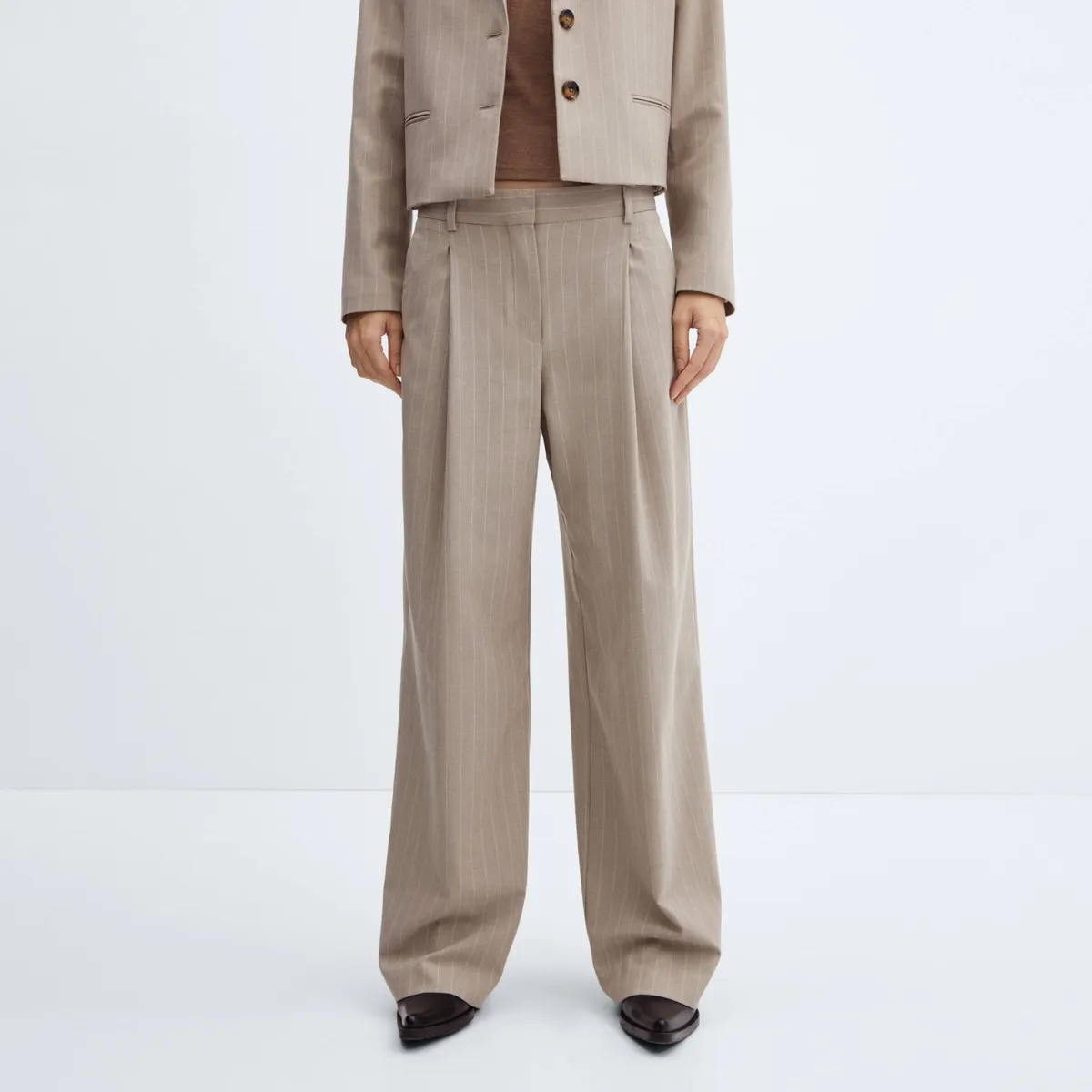 MANGO - Pantalón Traje Raya Diplomática Mujer Mango