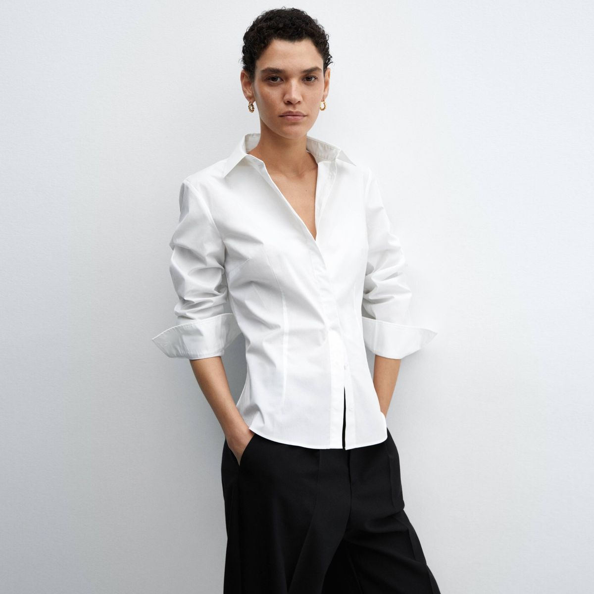 MANGO - Blusa Básica Algodón Mujer Mango