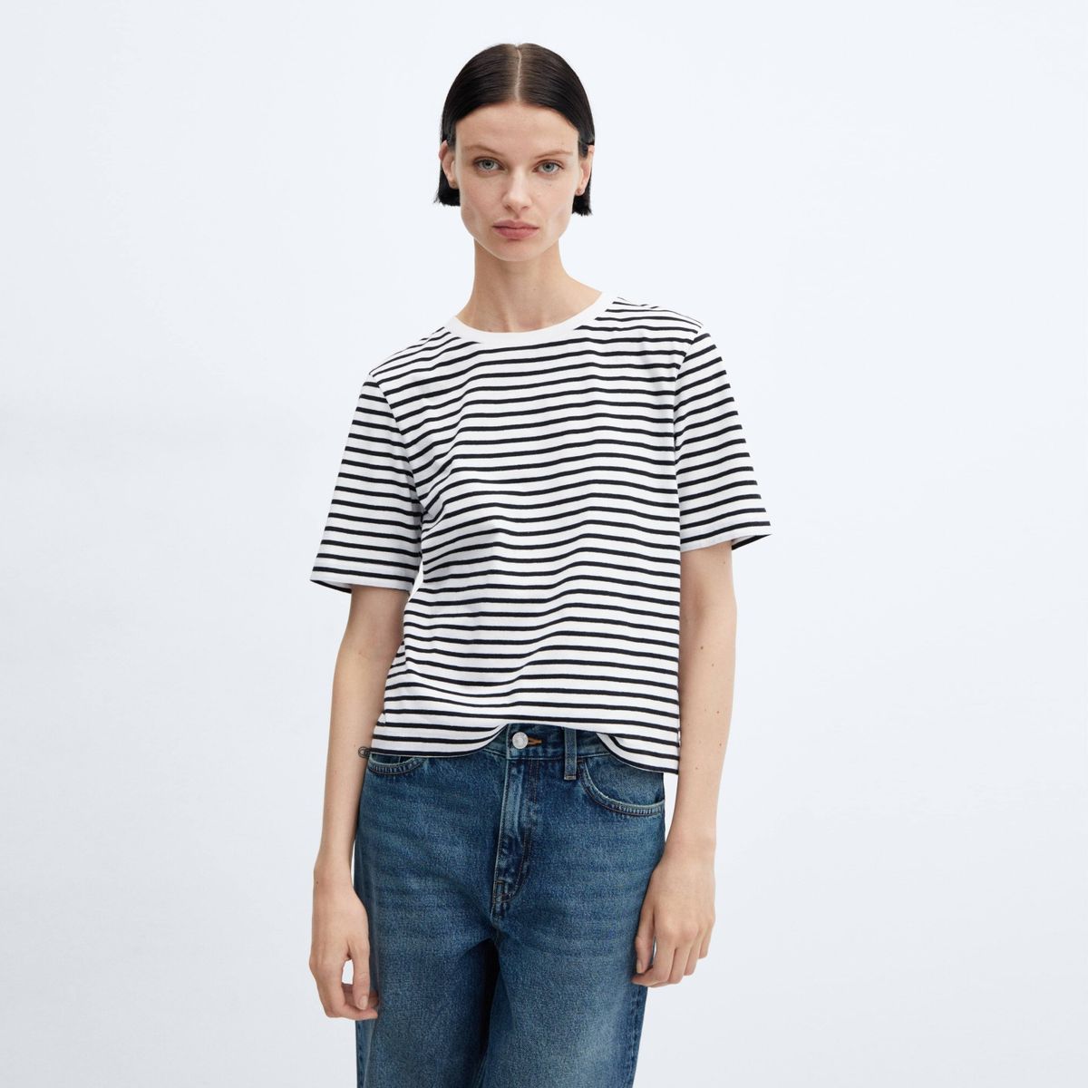 MANGO - Polera Algodón Rayas Mujer Mango