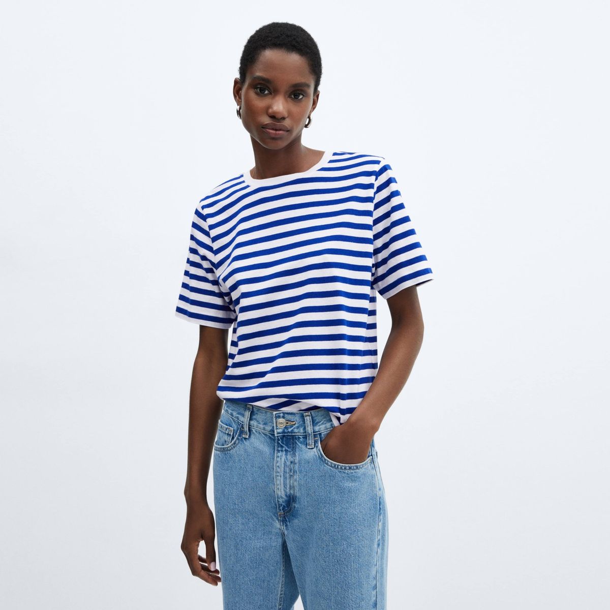 MANGO - Polera Algodón Rayas Mujer Mango