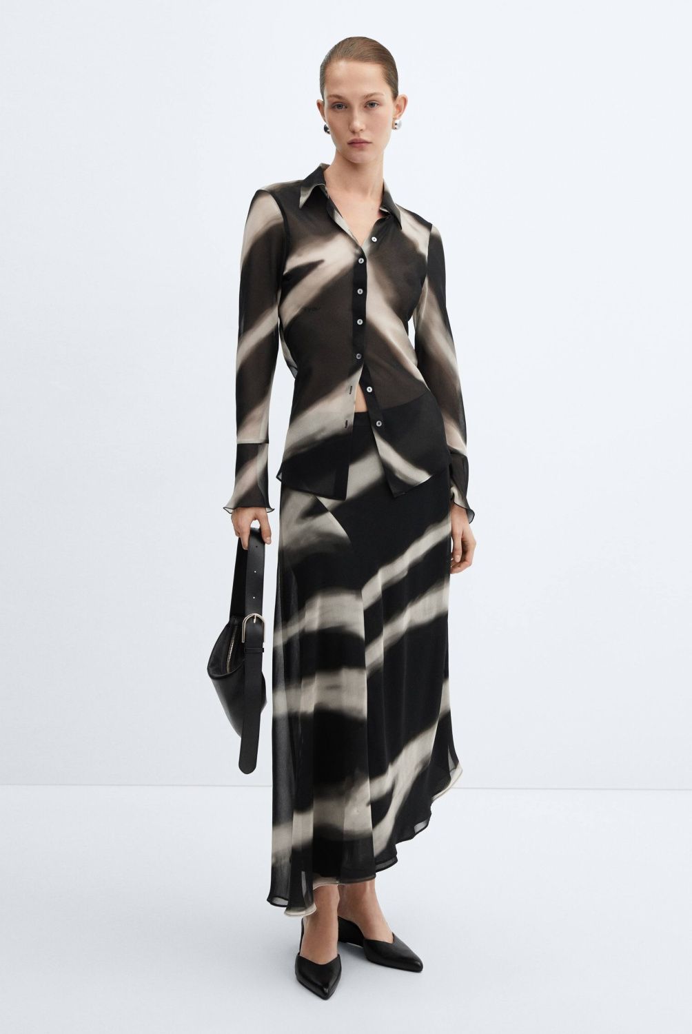 MANGO - Falda Asimétrica Estampada  Mujer Mango