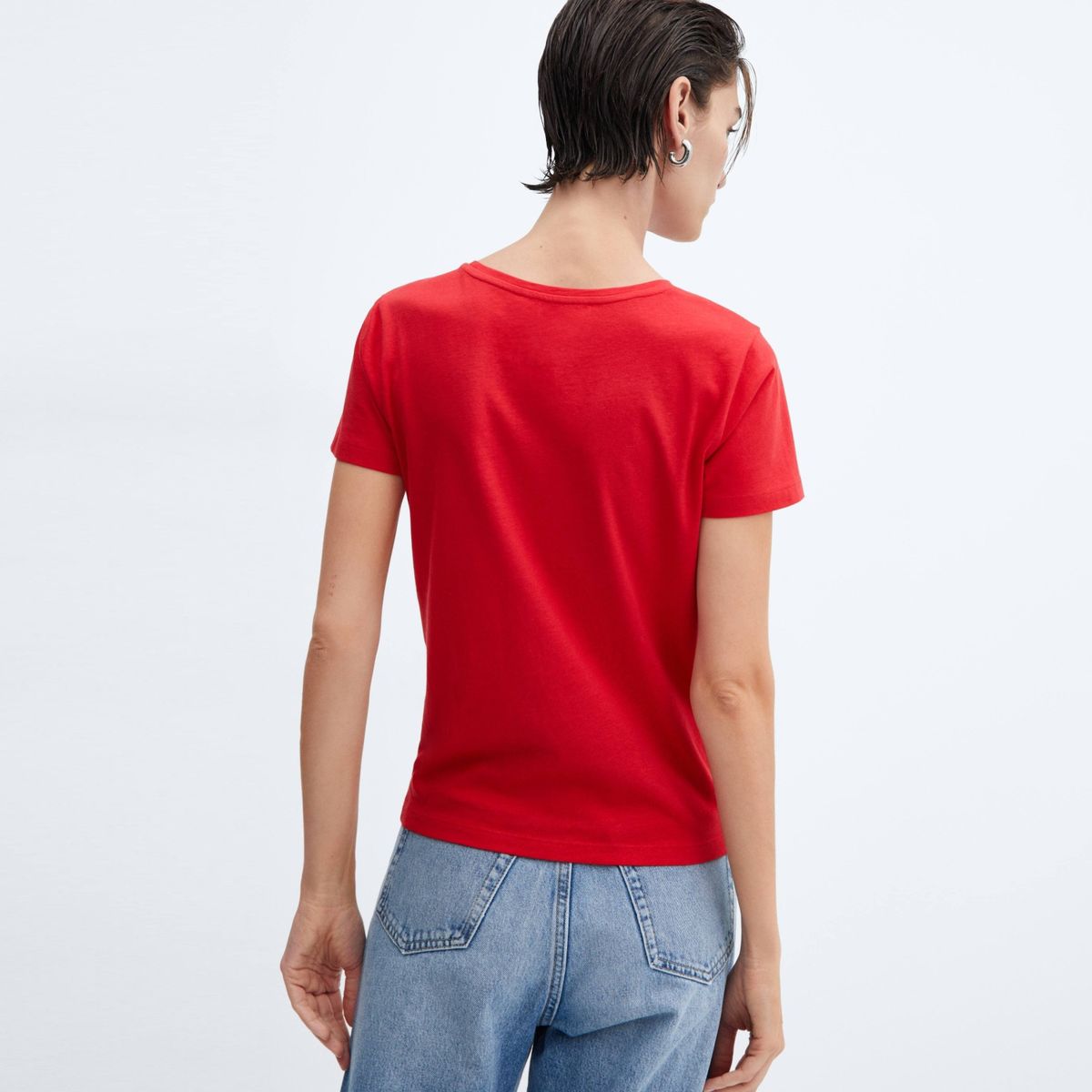 MANGO - Polera Algodón Logo Mujer Mango