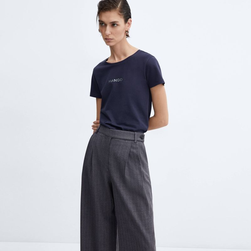 MANGO - Polera Algodón Logo Mujer Mango