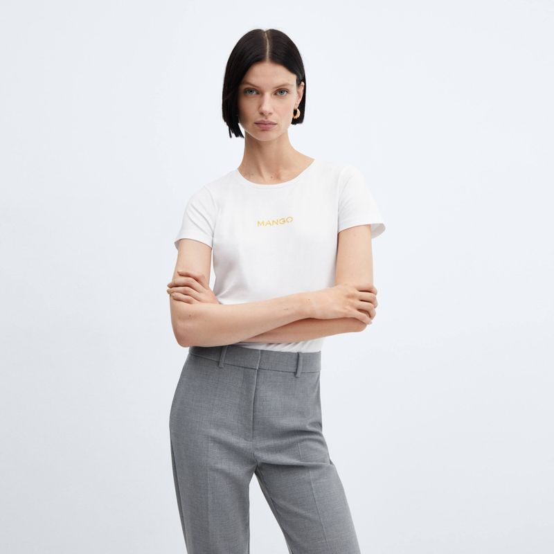 MANGO - Polera Algodón Logo Mujer Mango