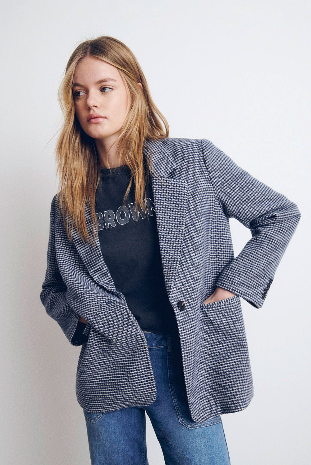 BROWNIE - Blazer Cuadros Con Lana Mujer Brownie