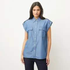MICHAELKOR - Blusa Lisa Manga Corta Mujer