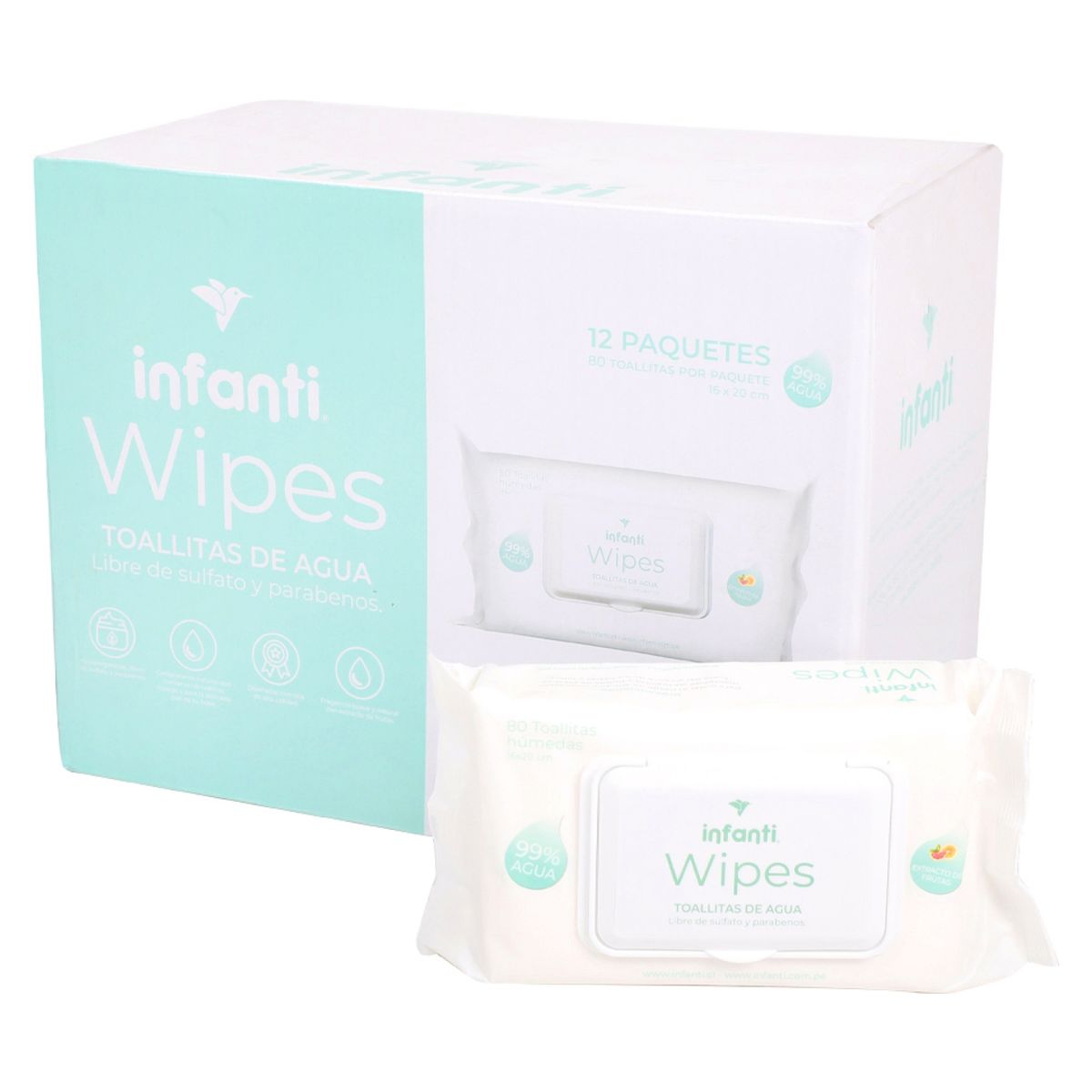 INFANTI - Toallas Humedas Agua Caja 960 Unidades Infanti