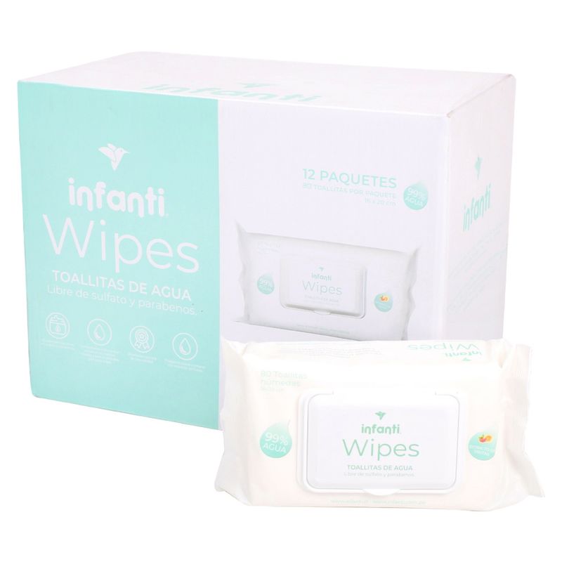 INFANTI - Caja 12 Toallas Humedas Water Infanti