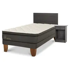 CIC - Cama Europea 1.5 Plazas Vienna + Respaldo + 1 Velador
