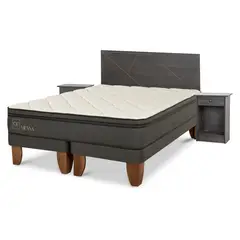 CIC - Cama Europea 2 Plazas Vienna + Respaldo + 2 Veladores