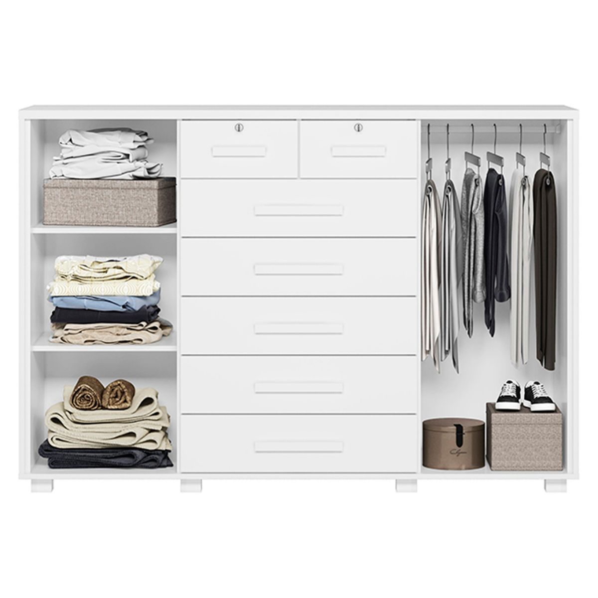 VEKKAHOME - Cómoda Fontana 2 Puertas+7 Cajones Vekkahome