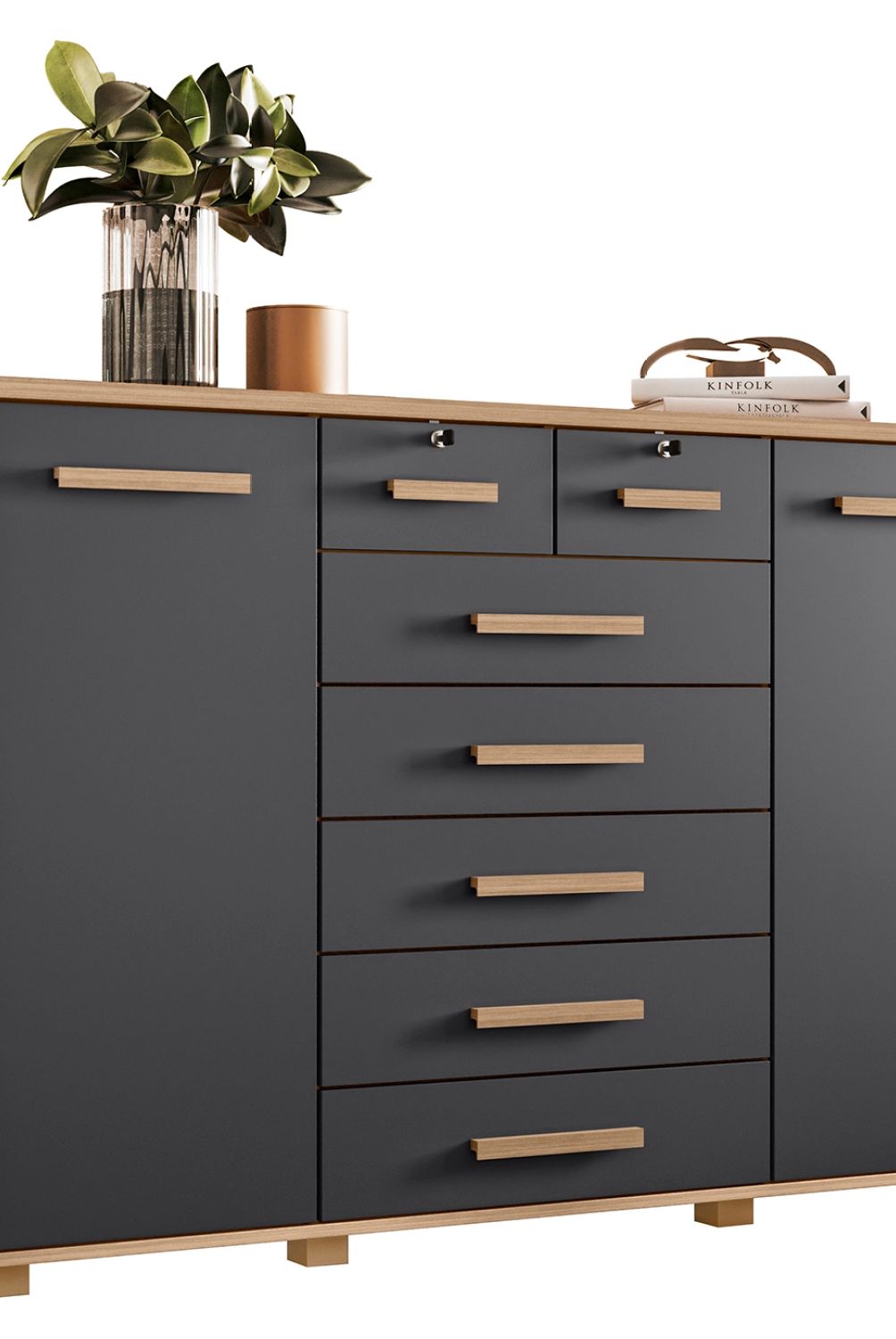VEKKAHOME - Cómoda Fontana 2 Puertas+7 Cajones Vekkahome