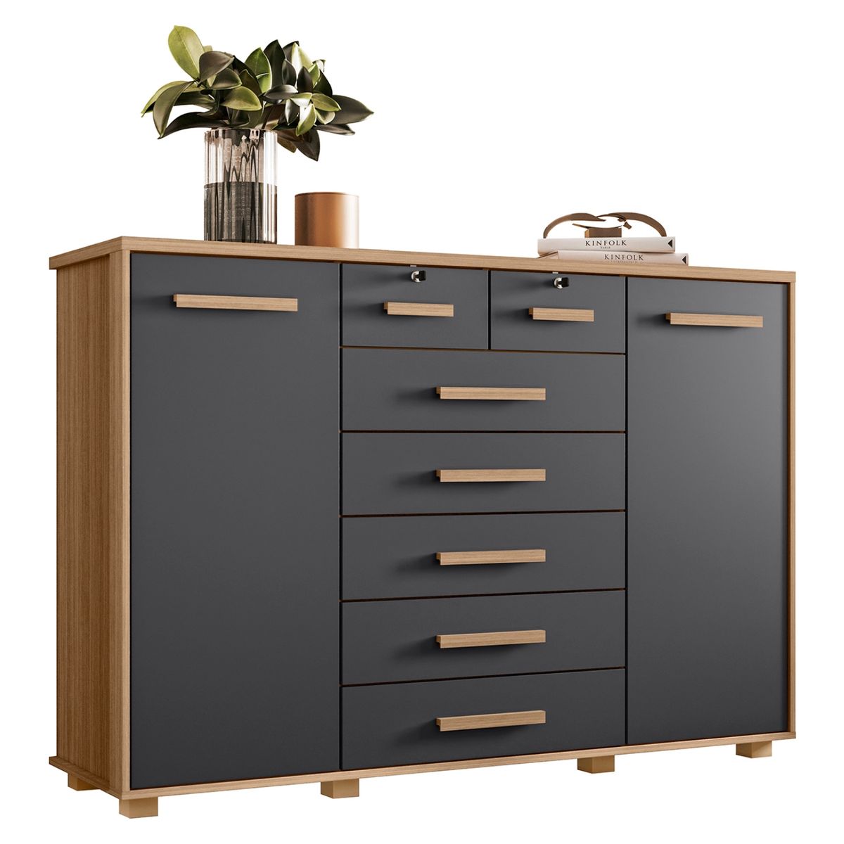 VEKKAHOME - Cómoda Fontana 2 Puertas+7 Cajones Vekkahome