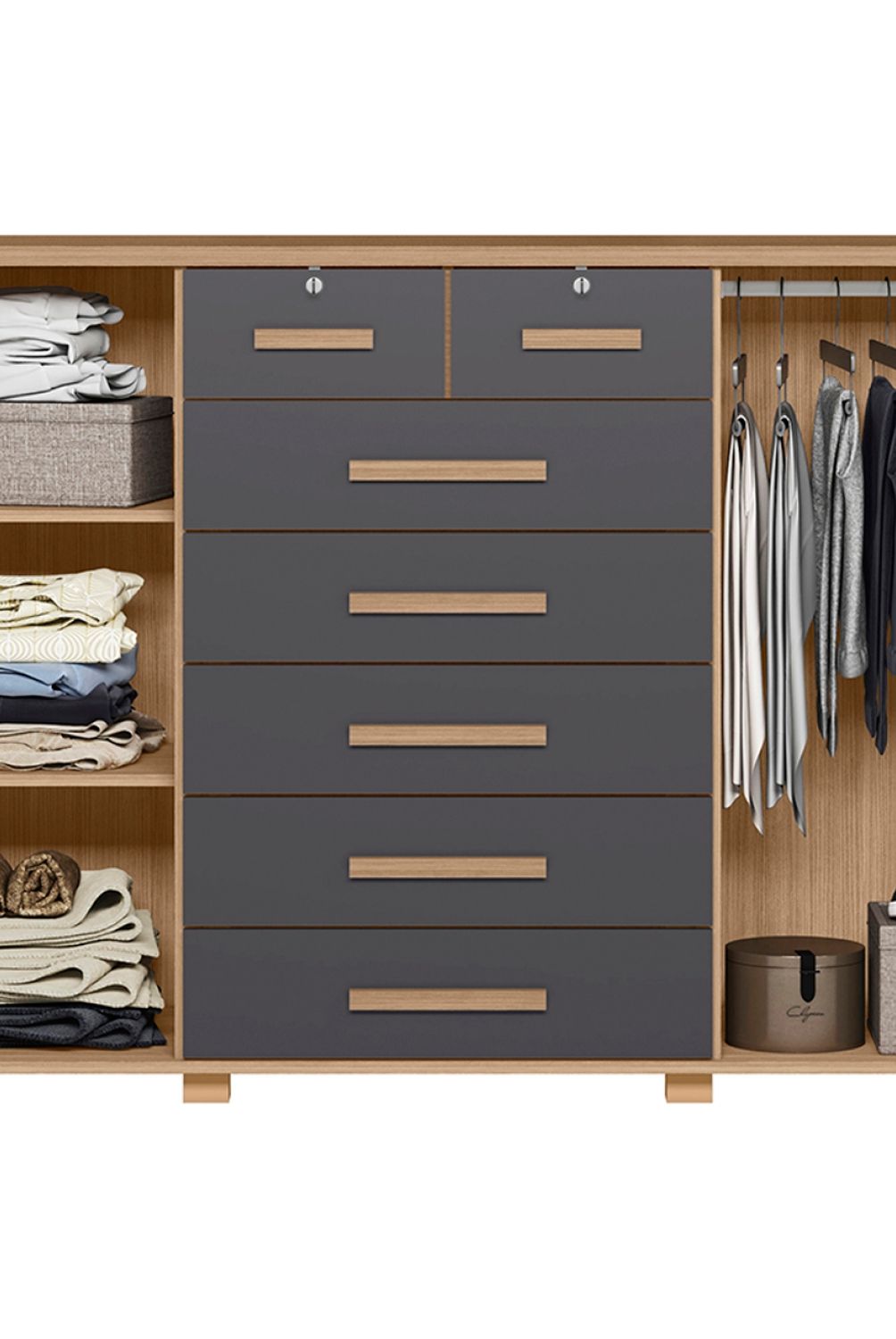 VEKKAHOME - Cómoda Fontana 2 Puertas+7 Cajones Vekkahome