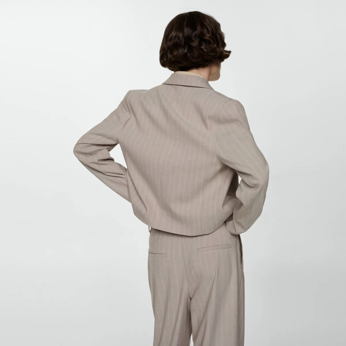MANGO - Blazer Crop Raya Diplomática Mujer Mango