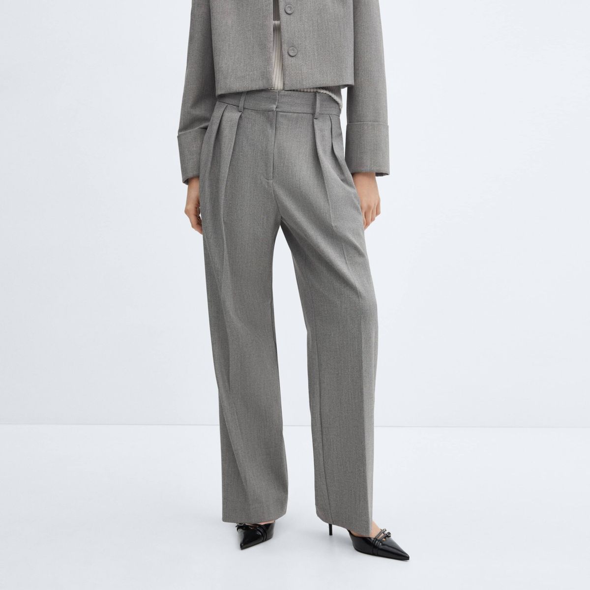 MANGO - Pantalón Traje Pinzas Mujer Mango