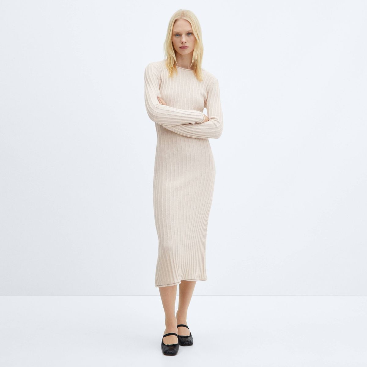 MANGO - Vestido Punto Canalé Mujer Mango