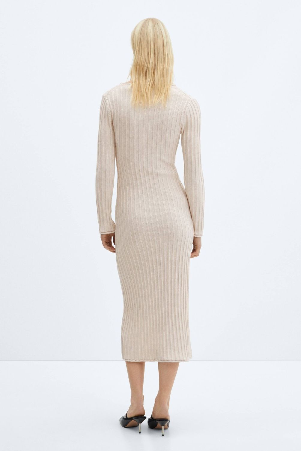 MANGO - Vestido Punto Canalé Mujer Mango