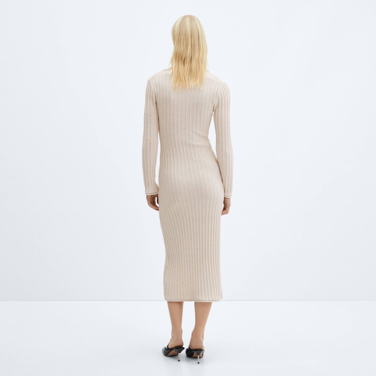 MANGO - Vestido Punto Canalé Mujer Mango