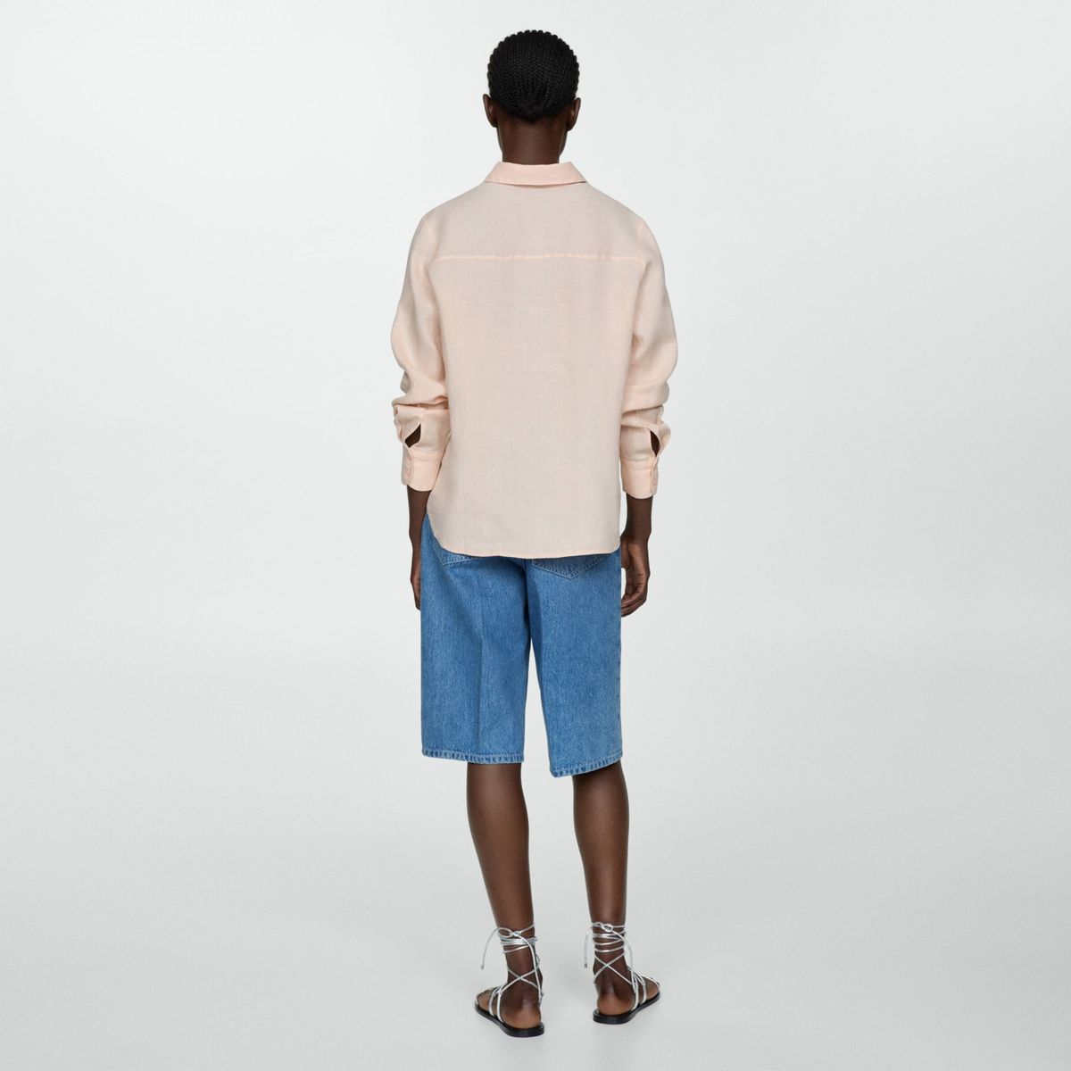 MANGO - Blusa 100% Lino Cuello Bolsillo Mujer Mango